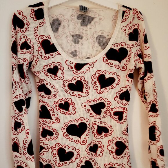 Scanty Womens Heart Print Thermal top L NWOT - Picture 1 of 7